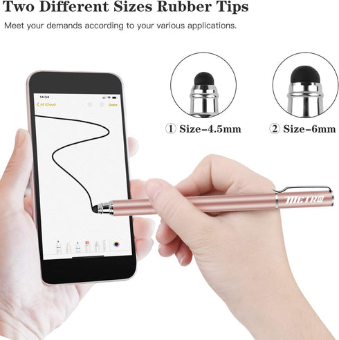 METRO Capacitive Stylus Pens, Rubber Tips 2-in-1 Series, High Sensitivity & Precision styli Pens for Touch Screens Devices (Rose Gold)...