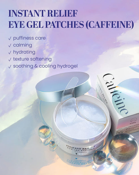 KSECRET Instant Relief Eye Gel Patches, 102g/3.45oz. 60pcs (15 full pairs) with CAFFEINE | Korean Skincare | Under Eye Cooling Masks for Anti-Wrin...