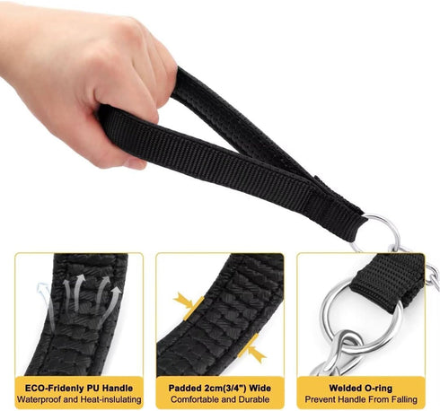 7 Feet Chain Leash Chew Proof Metal Dog Leash with Soft Padded Handle.(6 Feet, Black)...