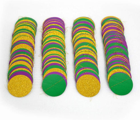 Decor365 Gold Purple Green Mardi Gras Decorations Glitter Dot Mardi Gras Garland Decor Circle Streamers Fat Tuesday Banner Carnival Themed Backdro...