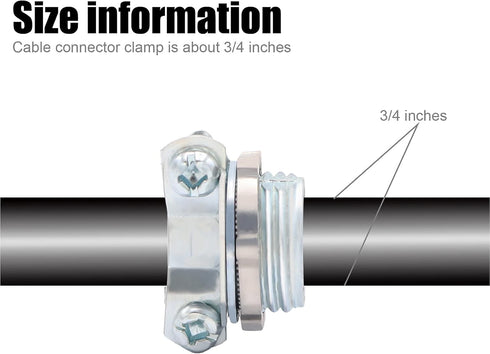 10pcs 3/4Inch Clamp Type Cable Connectors for Metallic Conduit Protect Cables Silver...