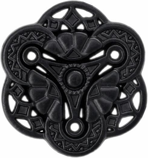 Bezelry 12 Pieces Gothic Flower Art Metal Shank Buttons 18mm (11/16 inch) (Matte Black)...