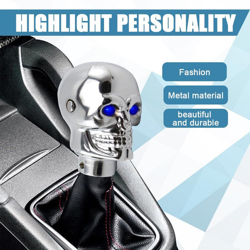 ASUBHA Skull Shifter Knob, Personalized Skull Shifter Head with Adjustable LED Double Eyelet Decorations, Gear Knob Head Universal Car Interior Ac...