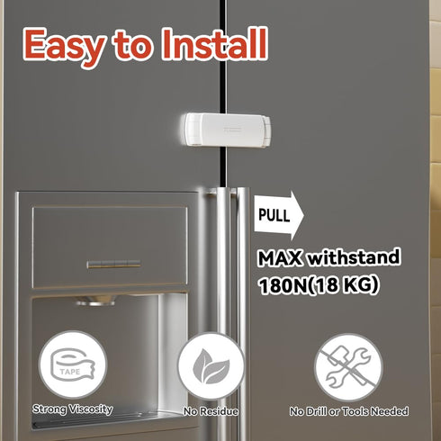 EUDEMON 1 Pack Latest French Fridge Lock French Door Refrigerator/Freezer Lock Apply to Max 3.54"(90mm) Two Door Gap Distance for Kids & Babies,Ea...