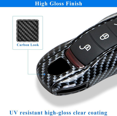 AeroBon 3-Piece Painted Key Cover Key Fob Shell Compatible with Porsche Key Shell Replacement (MK1, Carbon Look)...