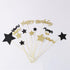 Handmade Black and Glod Glitter Pentacle Pentacle Cake Toppers Happy Birthday Cake Bunting Topper Paper, Birthday Party Decoration...