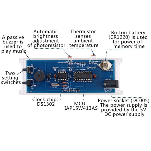 Gikfun 4-Digit LED Electronic Alarm Clock DIY Kits with Acrylic Shell Soldering Practice Learning Project EK1985-US......