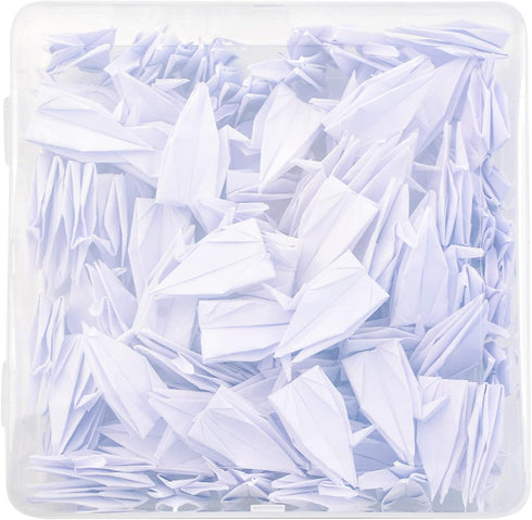WANDIC 100 Pcs Origami Paper Cranes, Handmade Folded Origami Paper Crane String Garland for Wedding Party Backdrop Home Decoration, White...