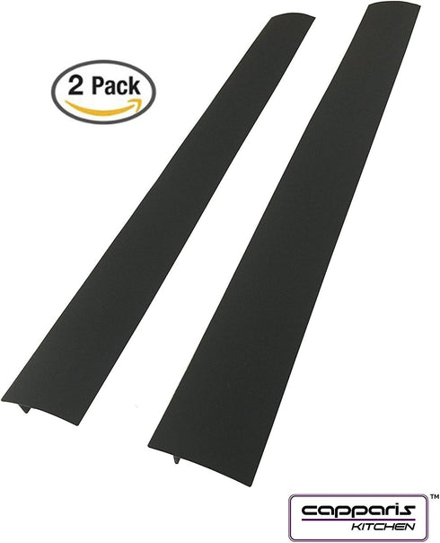 Capparis Kitchen Silicone Stove Counter Gap Cover, Easy Clean Heat Resistant Wide & Long Gap Filler, Seals Spills Between Counter, Stovetop, Oven, Washer & Dryer, Set of 2 (25 Inches, Black)