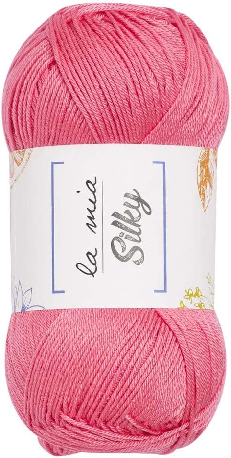 3 Skein La Mia Silky 100% Microfiber Acrylic, Total 10.5 Oz Each 3.52 Oz (110g) / 328 Yrds (300m), Fine, Sport, Baby Yarn, Pink - L015...