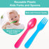 16 Pcs Kids Plastic Utensils, Reusable Toddler Feeding Utensils with 8 Kids Forks and 8 Kids Spoons, Colorful Kids Silverware Cutlery Set for Scho...
