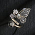 Kokoma Black Crystal Butterfly Ring for Women Cubic Zirconia Daisy Flower Open Statement Rings Wrap Finger Band Engagement Promise Rings...