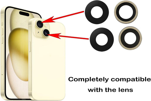 2 Pcs/Set 15 Plus Rear Camera Lens Replacement for iPhone 15 Back Camera Lens Glass Replacement with Pre-Installed Adhesive + Repair Tool Kit, Ant...