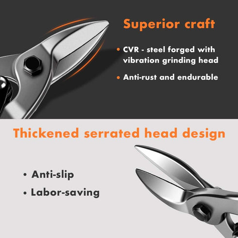Finder 12" Aviation Snips, Long Straight Cut Tin Snips Cutting Shears Power Cutter with CR-V Blade & Comfortable Grip, 300mm Scissors for Cutting ...