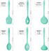 Culinary Couture Aqua Sky Silicone Cooking Utensils Set - Sturdy Steel Inner Core - Spatula, Mixing & Slotted Spoon, Ladle, Pasta Server, Drainer ...