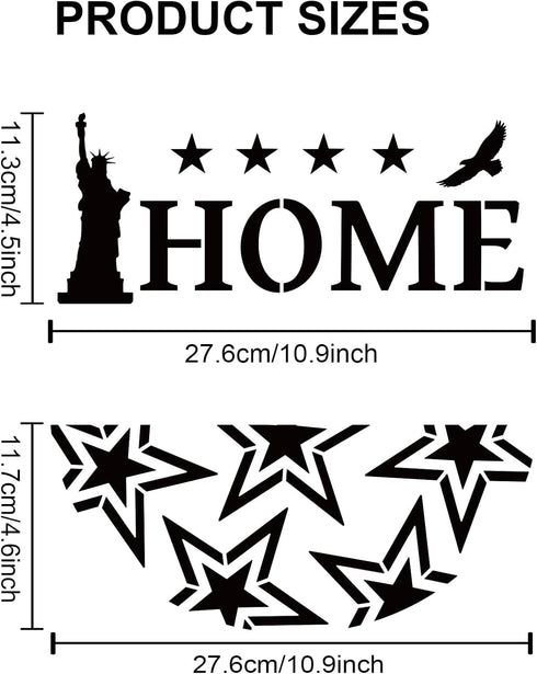 12pcs Independence Day Welcome Stencil for Painting on Wood 4th of July Half Round Stencils 12inch Free Combination America Flag Freedom Star Sten...