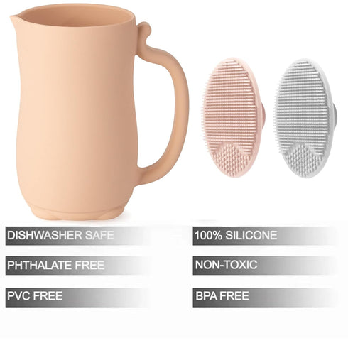 PandaEar Baby Bath Rinse Cup, Silicone Baby Shampoo Rinser with 2 Pack Cradle Cap Brush for Kids Toddler Body Washing (Pink)...