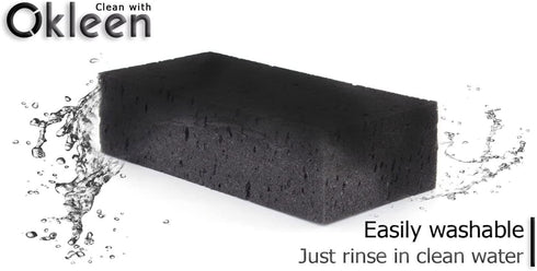 Big Sponge. Made in Europe. 3 Pack, Black. 8.9x4.3x2.4 Inch Extra Large Odorless Commercial Sponge for All Purpose Cleaning...