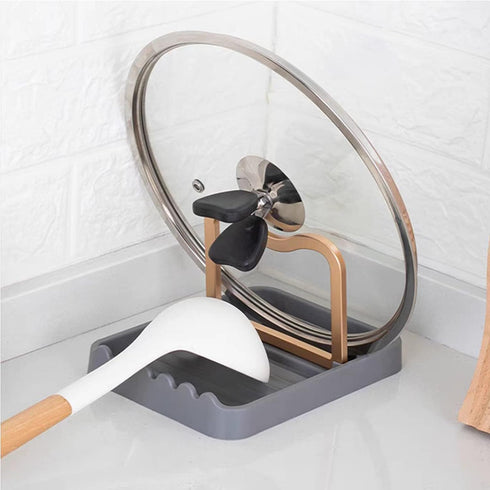 Spoon Rest with Pot Lid Holder for Kitchen Counter, Spatula Spoon Fork Holder for Cooking, Ladle Pot Lid Utensil Rest Kitchen Gadgets Accessories ...
