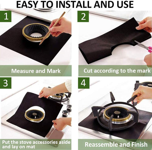 0.3mm Stove Burner Covers Black, 10 Pack Nonstick Gas Range Protectors Liners, Stove Burner Liner Cover 10.6 inch X 10.6 inch, Stovetop Covers Double, Cuttable, Heat Resistant, Reusable