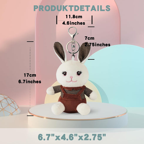 Anboor 6.1" Small Stuffed Animals Easter Rabbit Toy Cute Bunny Plush Toy with Keychain Easter Basket Stuffers Party Favor Décor?Brown...