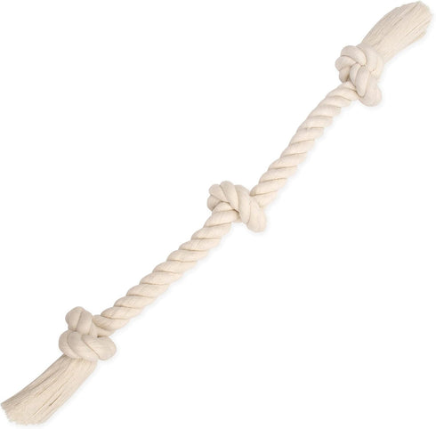 Mammoth Flossy Chews 100 Percent Natural Cotton Rope Dog Toys - Premium White Knot Dog Rope Toy - Interactive Dog Tug Toy - Tug Dog Chew Toy for M...