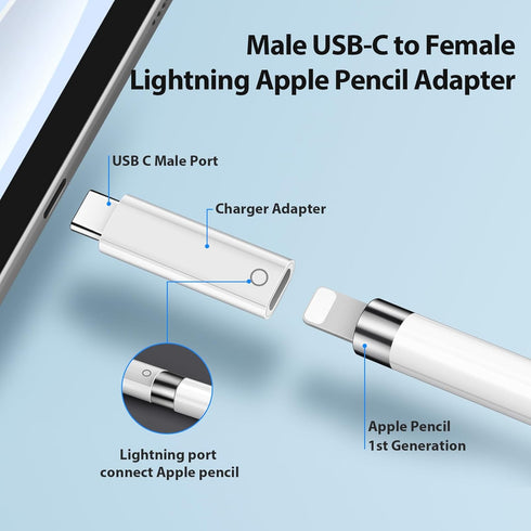USB-C to Pencil Adapter Compatible with Apple Pencil 1st Generation USB-C to for Lightning Connector Charging Adapter for iPad 10th Gen Bluetooth ...