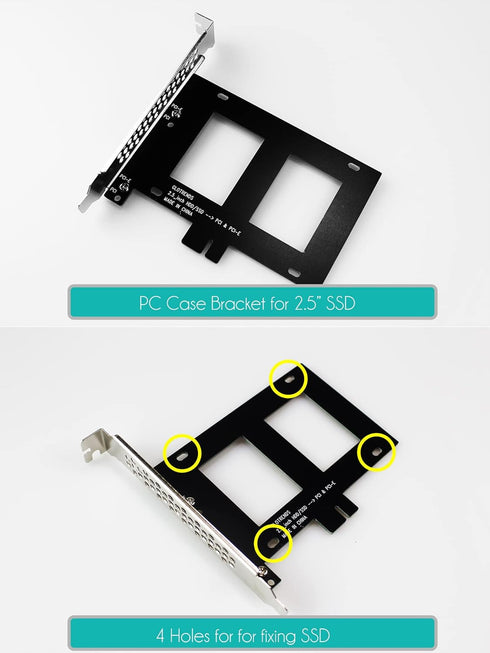 GLOTRENDS 2.5 inch SSD Mounting Bracket with SATA III Cable and SSD Screws, PCIe or PCI Slot Installation...