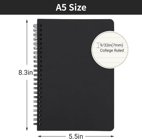 EUSOAR Spiral Lined Notebook, A5 3packs 5.5"X8.3" 120 Pages Hardcover Lined Travel Writing Journal, Notepad Sketchbook, Students College Office Bu...