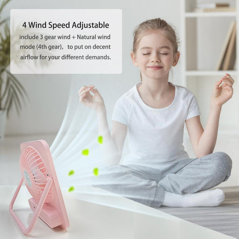 Desk Fan Battery Operated Portable Fan,2000mAh USB Rechargeable Fan, 4 Speeds Adjustable 180°Tilt Ultra-thin Mini Personal Fan For Home,Desktop,Ca...