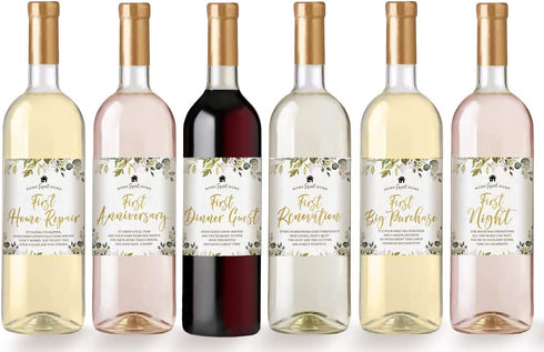 Printed Party New Home Milestones, Housewarming Gift Idea, 6 Wine Bottle Labels...
