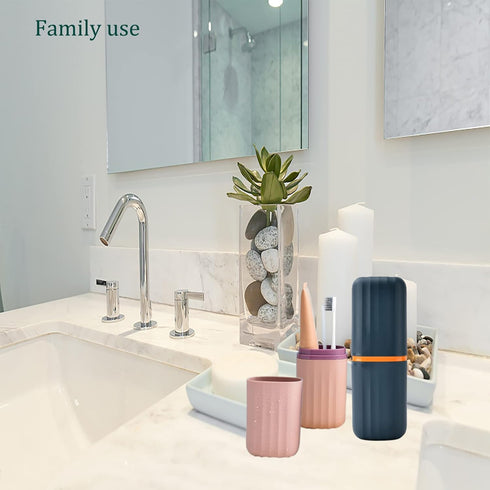 2Pcs Travel Toothbrush Cup Case, Portable Toothbrush Holder Case for Traveling, Camping, Business Trip and School, Plastic Toothbrushes Toothpaste...