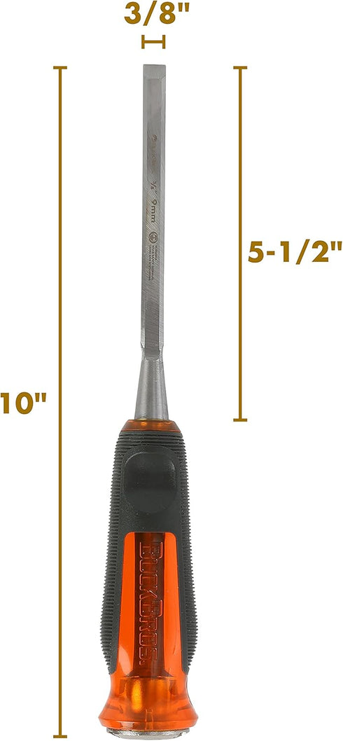 Buck Brothers 74812 3/8-Inch Pro Full Tang Wood Chisel, Beveled Edge Chisel for Carpentry and Woodworking...