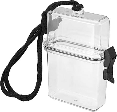 Waterproof ID Card Badge Holder Case - Floating Sports Case with Hanging Ring and Rope - Money and Key Holder - Small Waterproof Case for Swimming...