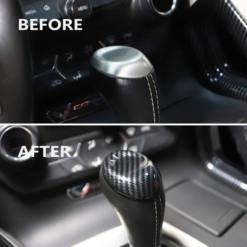 Korlot Carbon Gear Shift Knob Head Cover Trim for Chevrolet Corvette C7 2014-2019 Interior Accessories...