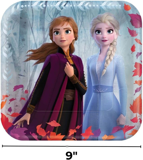 Amscan Frozen 2 Birthday, Metallic Square Anna & Elsa Paper Plates, 9", 8 Ct....