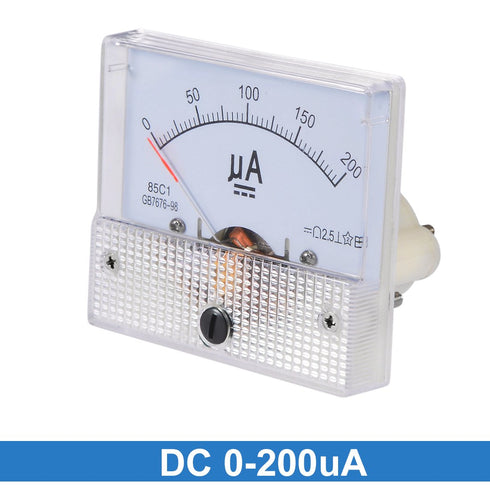 uxcell Analog Current Panel Meter DC 0-200uA 5uA Scale 85C1 Ammeter for Circuit Testing Charging Battery Ampere Tester Gauge Pack of 1...