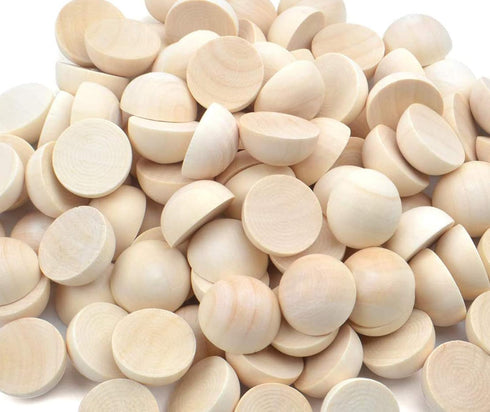100 PCS 15 mm Split Wood Balls, Small Natural Unfinished Half Round Wooden Beads for Kids Craft...