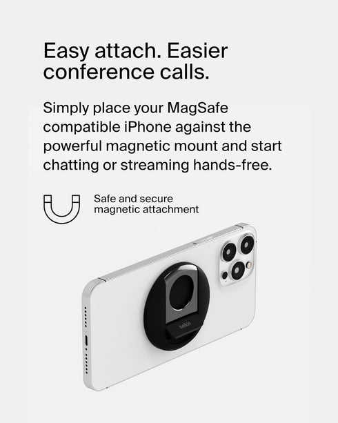 Belkin iPhone MagSafe Camera Mount for MacBook, iPhone Continuity Camera Mount, Turn iPhone to Webcam, Compatible with MacBook Pro, Air, iPhone 15...