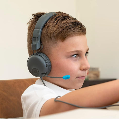 JLab JBuddies Learn On-Ear Kids Headphones, Retractable Boom Mic, Built-in Volume Regulators for Safety, Folding, Adjustable, Great for Schooling ...