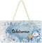 Blueangle Blue Snowman Welcome Sign - Front Door Decor Wall Hanging Acrylic Plaque Porch Decorations for Home...