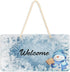 Blueangle Blue Snowman Welcome Sign - Front Door Decor Wall Hanging Acrylic Plaque Porch Decorations for Home...