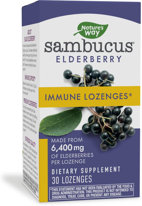 Nature's Way Sambucus Immune Elderberry Lozenges* with Vitamin C, Echinacea, & Zinc, 30 Lozenges...