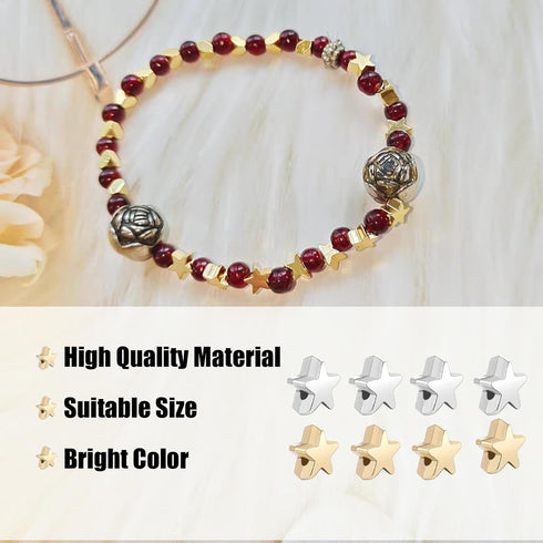 Bulk Set of 400 6mm Large Hole Star Loose Beads - Star Spacer Beads, Charm Buttons, Shaped Beads with Storage Box for DIY Crafts, Bracelet, Neckla...