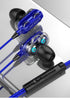 Waterproof Bass Boosting Headphones. Wired Earbuds with Microphone. for Kids, School, Gym, Gaming, Music (Blue)...