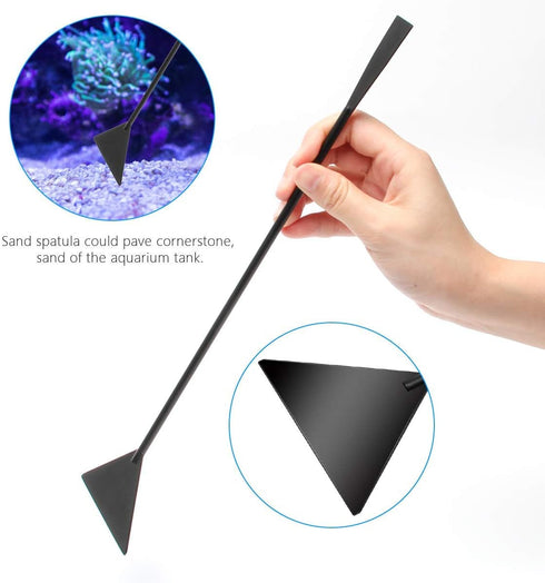 Aquarium Aquascape Tools Kit, 4 in 1 Anti-Rust Aquatic Plant Aquascaping Tool Stainless Steel Black Tweezers Scissors Spatula for Aquarium Tank Cl...