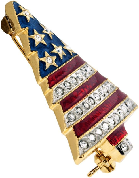PinMart's Rhinestone Patriotic Christmas Tree Holiday Brooch Pin...