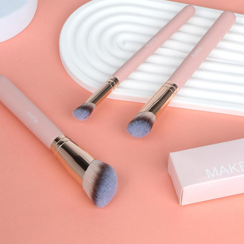 3Pcs Angled Foundation Brush Concealer Brush Kabuki Makeup Brush for Beauty Makeup Liquid Cream Powder Blending Buffing Stippling (P-170S)...
