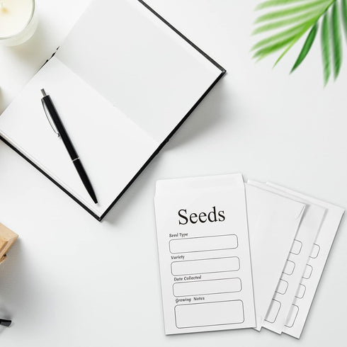 100 Pcs Seed Envelopes Resealable Self Sealing Seed Envelope Seed Packets 3.15 x 4.72 Inch Seed Saving Envelopes with Preprinted Seed Collecting T...