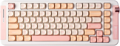 Cute Keycaps, Moa Profile Keycaps 75 Percent,PBT Double Shot Keycaps Set, Pink Round 130 Keys for Mechanical Keyboard 61/64/75/84/87/104/108 Layou...